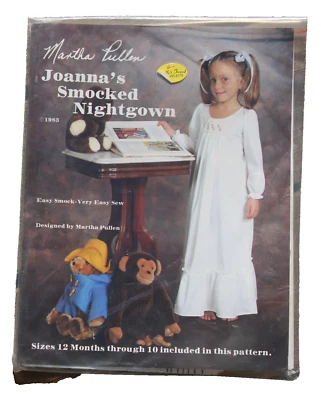 1983 Martha Pullen Joannas Smocked Nightgown Pattern Size 12 Mos- 10 yrs Uncut - Image 1 of 2