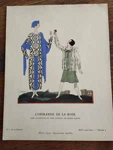Georges Lepape L'OFFRANDE DE LA ROSE EO 1924-25 Gazette du Bon Ton Jeanne Lanvin - Foto 1 di 8