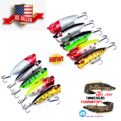 NEW 3" in Topwater Popper Lifelike Fishing Lure For Bass Sneakhead Pike Fishing  - Image 1 of 4