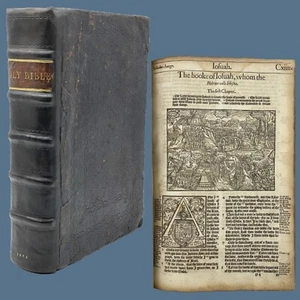 1572 Second Edition Folio Bishops’ Bible with Woodcuts and Dual Psalter - Picture 1 of 12