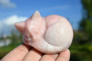 Calavera de cristal de Reiki tallada a mano para gato ópalo rosa de 2,6" decoración cristal regalo navideño 1x - Imagen 1 de 13