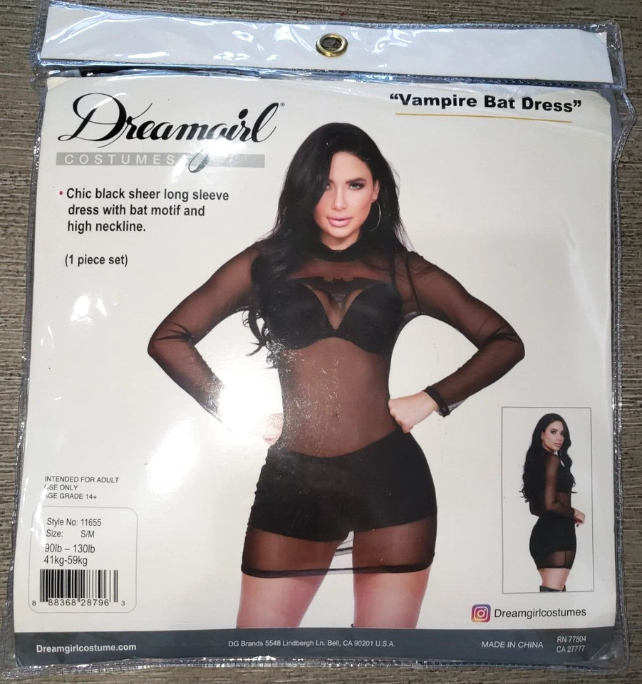 DREAMGIRL Mujer SEXY DISFRAZ HALLOWEEN VAMPIRO MURCIÉLAGO VESTIDO TRANSPARENTE!! PEQUEÑO WOW! Foto 1 de 1