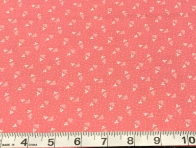 Tiny White Flowers on a Bed of Pink * Cranston * 100% Cotton * 8" x 21"  * OOP* - Image 1 of 4