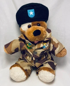 "Build A Bear Militar Camuflaje Escudo Estrella Boina Perro Peluche Animal de Peluche 12" - Imagen 1 de 6