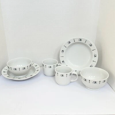 Lote Caja y Barril CAFETERÍA Juego de Platos Borde Sopa Cereal Cuencos Taza KATHLEEN WILLS Foto 1 de 4