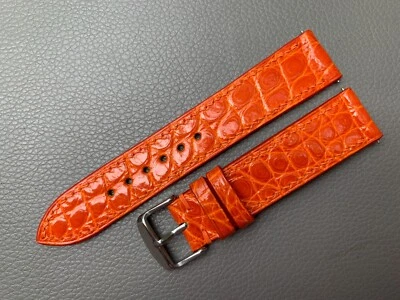 Orange Genuine CroLeather Skin watch strap band 16 17 18 19 20 21 22 23 24 26mm - Image 1 of 4