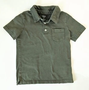 Carters Olive Green Short Sleeve Jersey Slub Polo Collared Cotton Shirt Size 6 - Picture 1 of 9