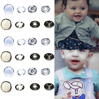 Pearl Cap Snap Poppers Prong Ring for Clothes DIY Crafts Buttons 9.5mm 10mm/12mm - Image 1 of 3