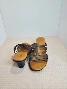 Clarks braune bronzefarbene Leder-Slipper Pantoletten Sandalen Damengröße 8,5 - Bild 1 von 8