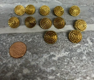 Lot of 12 Gold Tone Vintage Round Texture Buttons Plastic 18mm 5/8" 90's shank - Picture 1 of 4