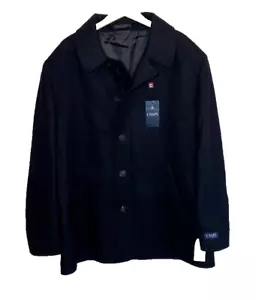 NWT Ralph Lauren Chaps 48R Black Wool Blend Peacoat Button with zip - Picture 1 of 12