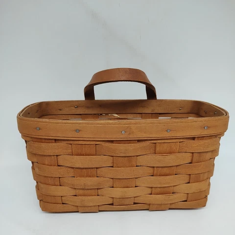 Longaberger 1987 Small Wall Key Mail Hanging Basket Leather Strap Handle Cover