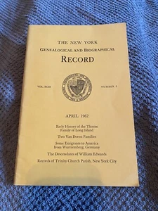 New York Genealogical and Biographical Record, Vol 93, Number 2, April 1962 - Picture 1 of 1