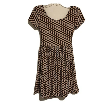 Forever 21 Navy Blue Pink Polka Dot dress open Back Short Sleeves Medium - Image 1 of 4