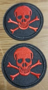 2 x SKULL Embroidered Biker Patchs Motif 5.2cm x 5.2cm, Iron-on Sew or Glue - Picture 1 of 1