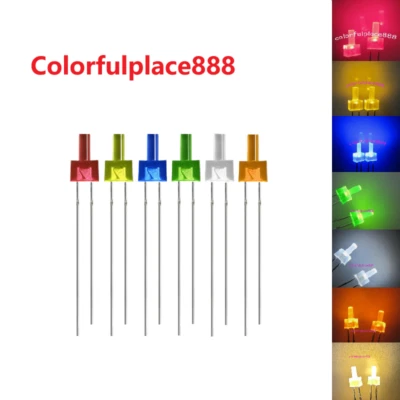 2mm Flat Top Diffused Red Yellow Blue Green White Orange Warm LED Leds Diode New - Image 1 of 2