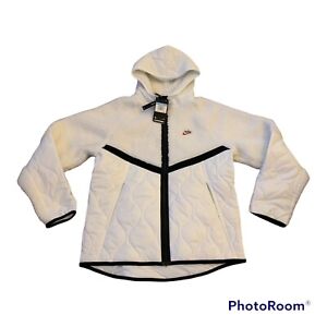 Nike Sportswear Heritage Sherpa Jacket White Black Size Medium CU4446-121