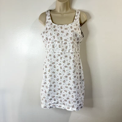 Y2K No Boundaries Dress Size L 11-13 Jean Denim White Pink Floral Square Neck - Image 1 of 4