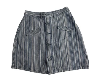 Calvin Klein Damengröße 6 zierlich blau weiß gestreift Knopfleiste Baumwolle Rock - Bild 1 von 10