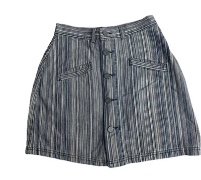 Falda de algodón con botones a rayas azul blanco talla 6 Petite de Calvin Klein para mujer Foto 1 de 4