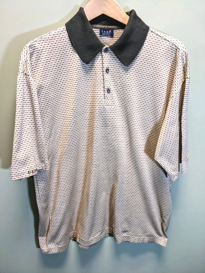 Polo de golf deportivo vintage Como grande hecho en Italia beige y marrón usado en excelente estado Foto 1 de 4