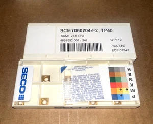 SECO CARBIDE INSERTS QUANTITY 10 SCMT060204-F2 TP40 - Picture 1 of 1