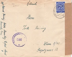 698697) all. Bes. Ziffern Zensur Auslandsblg. aus Erfurt Land nach Wien  - Bild 1 von 1