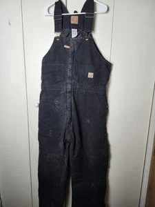 Berne Workwear Bib Overalls Mens Large Tall Black Duck Canvas Insulated B415BK - Picture 1 of 10