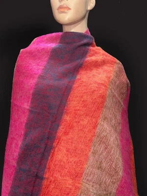 Sw263 Himalayan Yak Wool Blend Throw reversible blanket shawl scarf wrap Nepal - Image 1 of 4