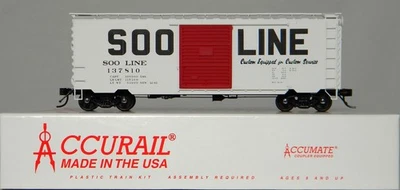 HO Accurail #3438 40' PS1 Single Door Steel Boxcar SOO Line #137810 Built Up - Image 1 of 4