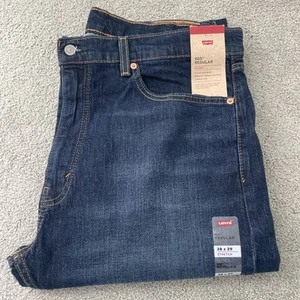 Levi's 505 Mens Denim Dark Wash Stretch Blue Straight Leg Jeans Sz. 38 W x 29 L - Picture 1 of 15