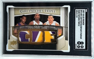 /10 Kobe Bryant Patch TRIPLE SGC 8 2007-08 UD Premier FARMAR Game Used LAKERS SP - Image 1 of 4