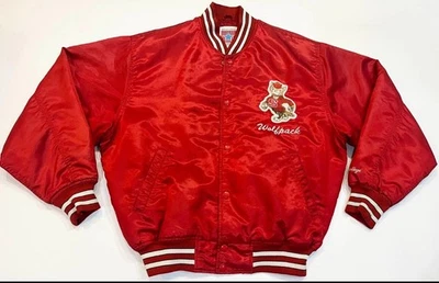 Vintage NC STATE Wolfpack Satin Bomber Jacket M Red USA  NCSU North Carolina - Image 1 of 4
