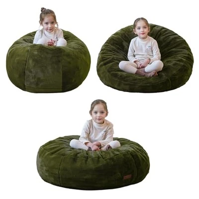  3 in 1 Kids Bean Bag Chair Bed, Child Floor Sofa for Gaming, D 39" Green - Image 1 of 4