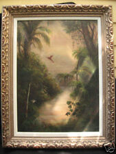 Originial Oil Painting by J. Beck 1880  Tropical River Scene