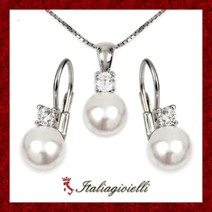 Elegante Parure Collana e Orecchini Donna in Argento 925 rodiato Oro Bianco - Foto 1 di 6