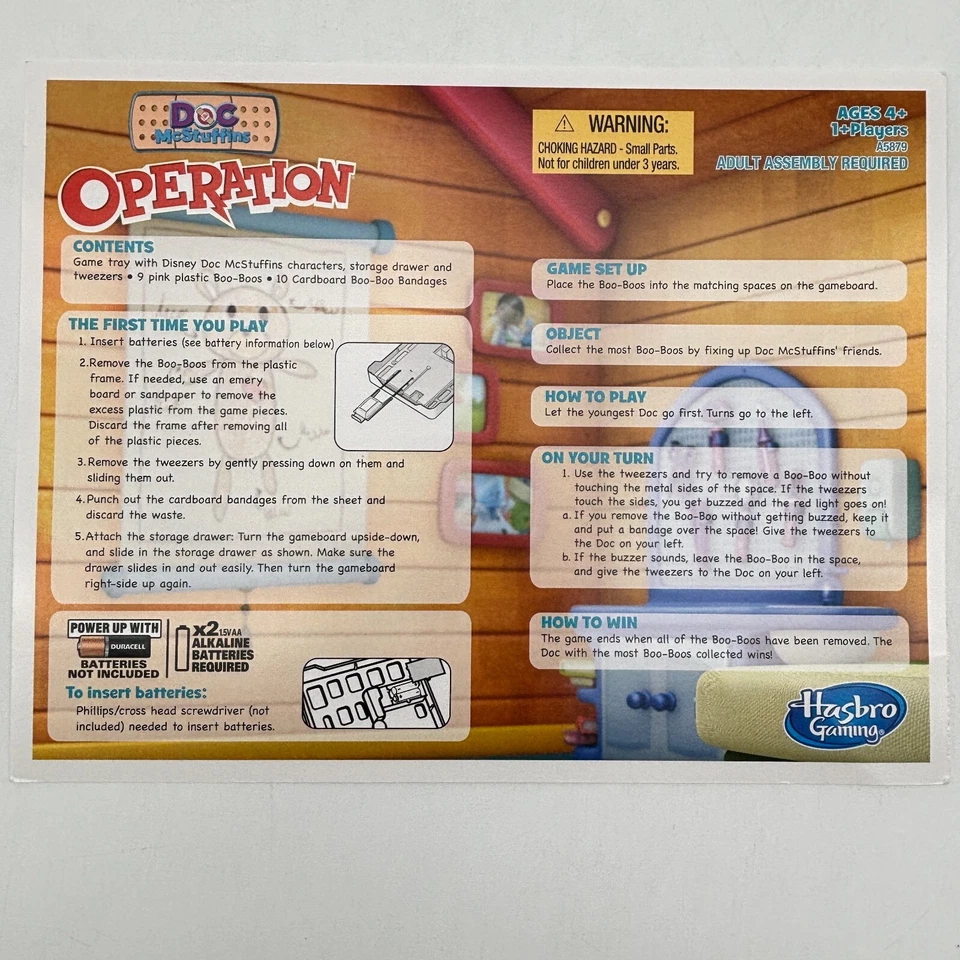 Operation Doc McStuffins Instructions 2013 Replacement Pieces Parts Rules - Image 1 of 1