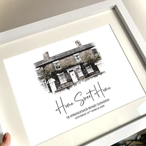 Retrato de casa personalizado, regalo para el hogar nuevo, regalo para calentar el hogar, decoración del hogar, casa - Imagen 1 de 9