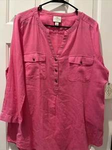 St John’s Bay Damen Bluse Langarm Rosa Langarm Neu mit Etikett XL - Bild 1 von 9