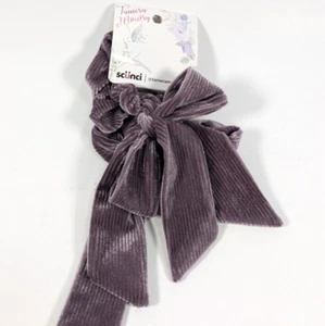 Scunci Tamera Mowry Scrunchie Bowties Purple Corduroy 2 Ct Hair Accessory New - Picture 1 of 3