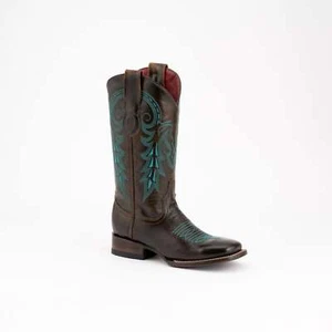 Women's Ferrini Blaze Leather Boots Handcrafted Dark Chocolate - Picture 1 of 6