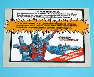 TRANSFORMERS G1 CATALOG KATALOG 1986 REFLECTOR THUNDERCRACKER ORDER FORM HASBRO - Picture 1 of 2