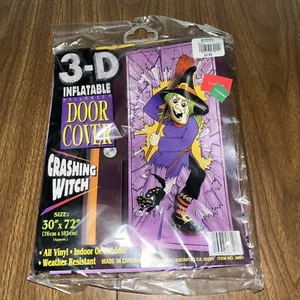 Vintage Tony Halloween 3-D Crashing Witch Door Cover Retro 30”x72” - Picture 1 of 4