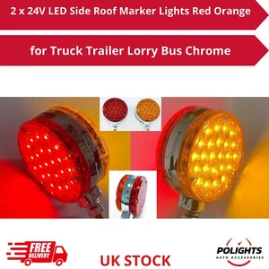 2x Luces LED de techo lateral 24V rojas naranjas para camión remolque camión autobús cromadas - Imagen 1 de 10