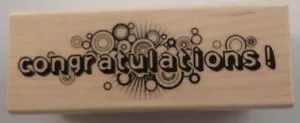 Inkadinkado Congratulations Celebrate Words Writing Wooden Rubber Stamp - Picture 1 of 2