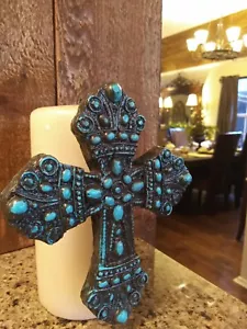 Cross Candle Pin for Pillar Candles HANDMADE and Hand painted RUSTIC Home Decor - Picture 1 of 3
