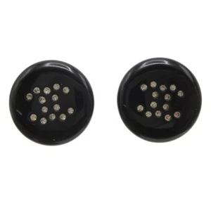Chanel Button Pierced Earrings Rhinestone Black 00A 29488 - Picture 1 of 5