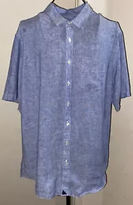 Untuckit 100% LINEN Shirt Mens XL Blue Casual Button Up Wrinkle Resistant - Picture 1 of 4