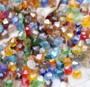 100Pcs 4Mm Mix Shiny Crystal Glass Loose Spacer Beads For Bracelet Diy Jewelry - Picture 1 of 6