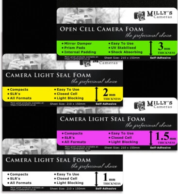 Camera Light Seal Foam Sheet - 150 x 210mm - 1mm  1.5mm  2mm 3mm - Self-Adhesive - Image 1 of 2